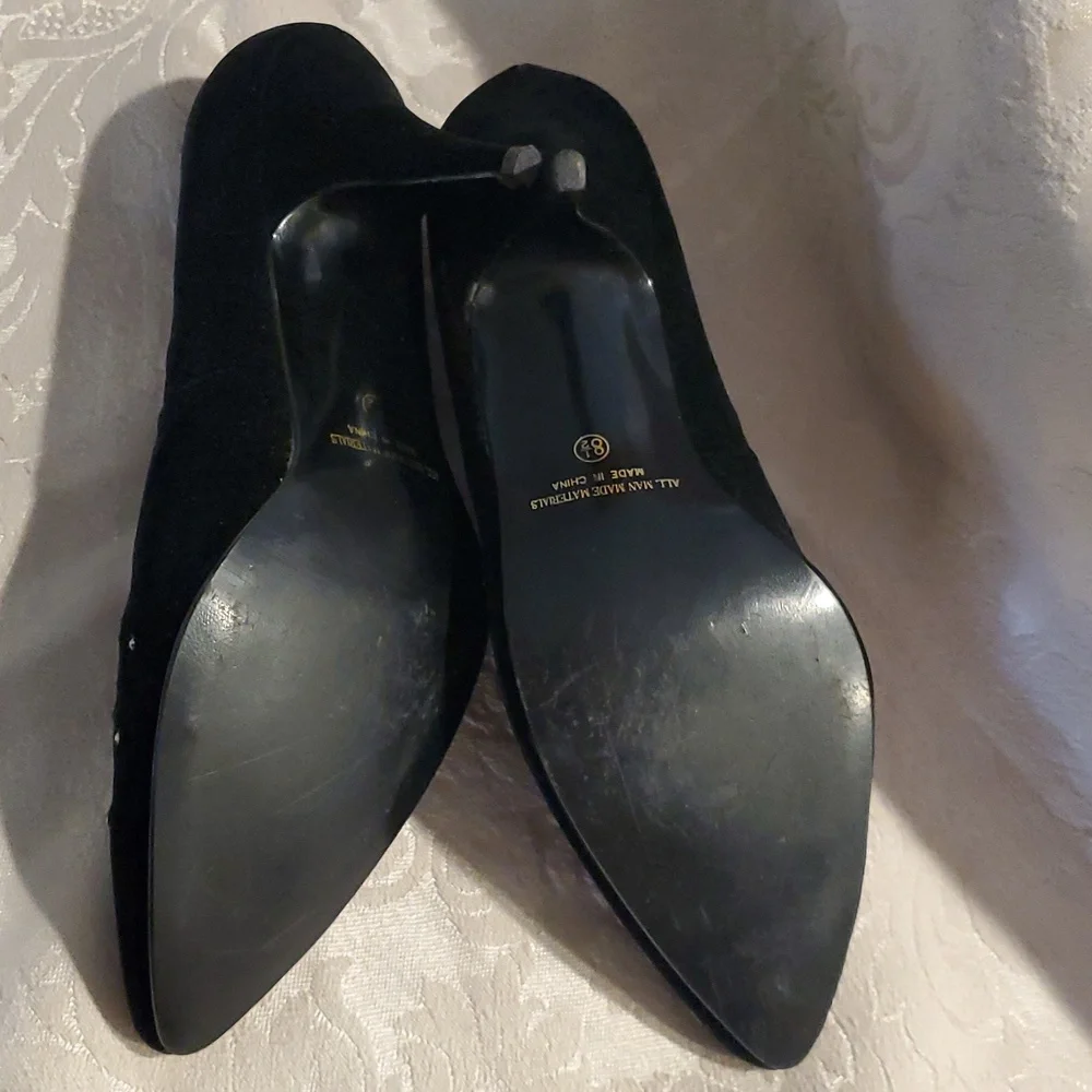 Black Velvet & Rhinestone Heels - Picture 3 of 3